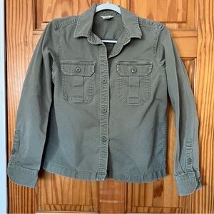 Duluth Trading Co Olive Cotton Blend Shirt Jacket